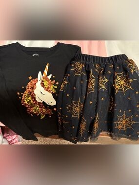 Unicorn Halloween t-shirt & web skirt